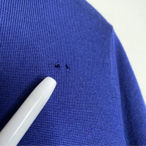 St John Navy Blue Wool Polyster Womens Blouse Size M - Picture 9 of 9